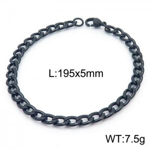 5mm Black Stainless Steel Chain Bracelet For Women Men Fashion Jewelry - KB166487-Z