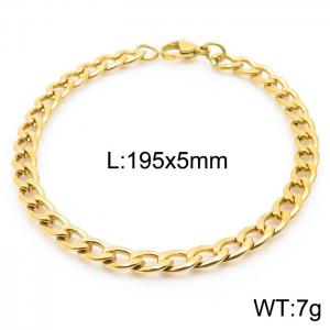 5mm Gold Color Stainless Steel Chain Bracelet For Women Men Fashion Jewelry - KB166488-Z