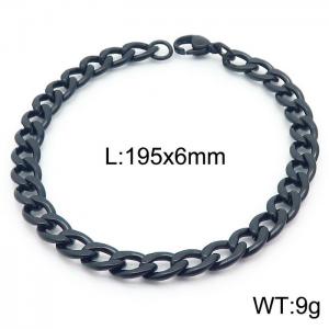 6mm Black Stainless Steel Chain Bracelet For Women Men Fashion Jewelry - KB166489-Z