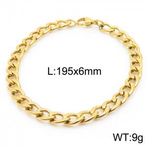 6mm Gold Color Stainless Steel Chain Bracelet For Women Men Fashion Jewelry - KB166490-Z