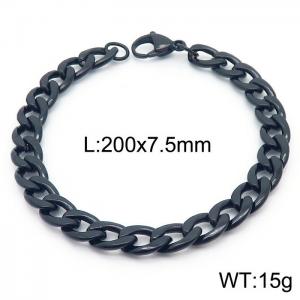 7.5mm Black Stainless Steel Chain Bracelet Men's Fashion Simple Jewelry - KB166491-Z