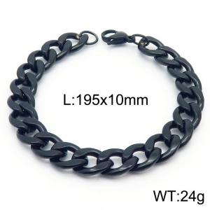 10mm Black Stainless Steel Chain Bracelet Men's Fashion Simple Jewelry - KB166493-Z