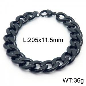 11.5mm Black Stainless Steel Chain Bracelet Men's Fashion Simple Jewelry - KB166495-Z