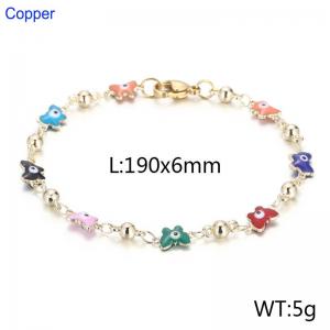 Fashion Temperament Colour Butterfly Eye Beads Bracelets 18K Gold Plated Copper Women's Jewelry Bangles - KB166497-Z