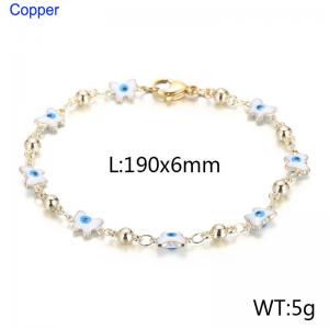 Fashion White Butterfly Eye Beads Bracelets 18K Gold Plated Copper Women's Jewelry Bracelet - KB166498-Z