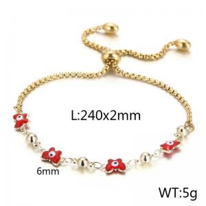 Fashion 18K Gold Plated Copper Adjustable Bracelets Red Butterfly Eye Beads Satellite Chain - KB166559-Z