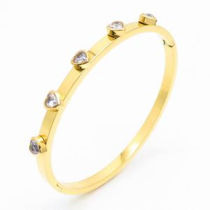Stainless Steel Stone Bangle - KB166568-HM