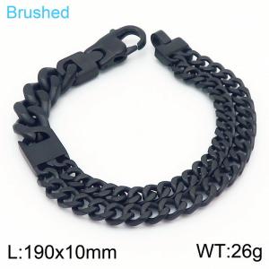 190mm Fashion Men Black-Plated Cuban Links Bracelet with Double Chain Design - KB166881-KFC