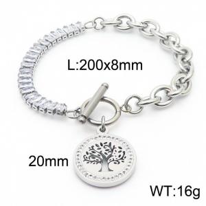 Stainless Steel Life Tree Pendant Chain Bracelets Silver Color - KB166883-Z