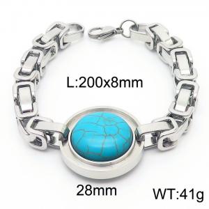 Stainless Steel Blue Stone Chain  Bracelets Silver Color - KB166893-Z