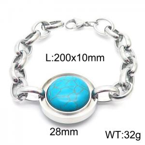 Stainless Steel Blue Stone Chain Bracelets Silver Color - KB166895-Z