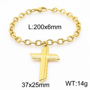 Stainless Steel Cross Bracelets Women Gold Color - KB166921-Z