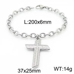 Stainless Steel Cross Bracelets Women Silver Color - KB166922-Z