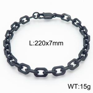 Black Plated Stainless Steel O Chain Bracelet with Lobster Clasp - KB167186-KFC