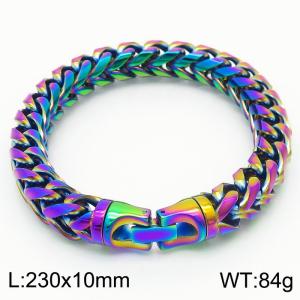 230X10mm Rainbow Color Stainless Steel Herringbone Chain Bracelet - KB167187-KFC
