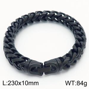 230X10mm Black Plated Stainless Steel Herringbone Chain Bracelet - KB167189-KFC