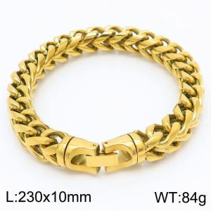 230X10mm Gold Plated Stainless Steel Herringbone Chain Bracelet - KB167191-KFC
