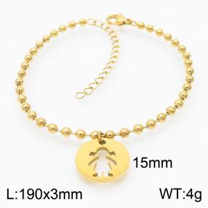 3mm Beads Chain Bracelet Women Stainless Steel 304 With Round Girl Charm Gold Color - KB167228-Z