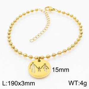3mm Beads Chain Bracelet Women Stainless Steel 304 With family Charm Gold Color - KB167234-Z