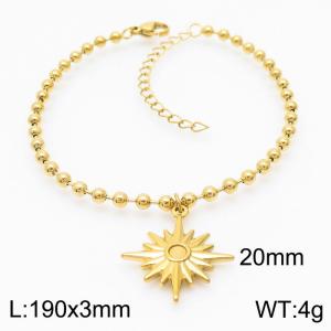 3mm Beads Chain Bracelet Women Stainless Steel 304 With Compass Charm Gold Color - KB167237-Z