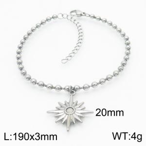 3mm Beads Chain Bracelet Women Stainless Steel 304 With Compass Charm Silver Color - KB167239-Z