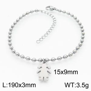 3mm Beads Chain Bracelet Women Stainless Steel 304 With Girl Charm Silver Color - KB167242-Z