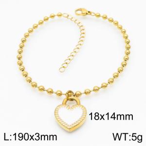 3mm Beads Chain Bracelet Women Stainless Steel 304 With Key Charm Gold Color - KB167254-Z