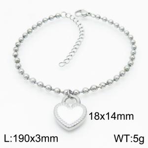 3mm Beads Chain Bracelet Women Stainless Steel 304 With Key Charm Silver Color - KB167255-Z