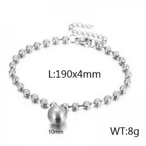4mm Beads Chain Bracelet Women Stainless Steel 304 With Big Bead Charm Silver Color - KB167258-Z