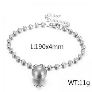 4mm Beads Chain Bracelet Women Stainless Steel 304 With Big Bead Charm Silver Color - KB167260-Z