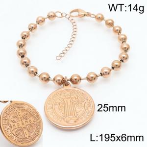 rose gold Stainless Steel Classic Father Cross Women's Bracelet - KB167461-Z