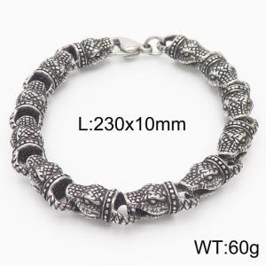 230mm Punk Stainless Steel Snake Head Links Bracelet - KB167703-KJX