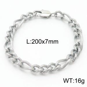 7mm fashionable stainless steel 3:1 patterned side chain bracelet - KB167705-Z