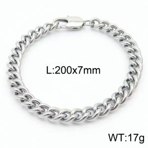 7mm Cuban Chain Bracelet Men Women Stainless Steel 304 Silver Color - KB167709-Z