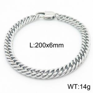6mm Curb Cuban Link Chain Bracelet Men Stainless Steel 304 Silver Color - KB167719-Z
