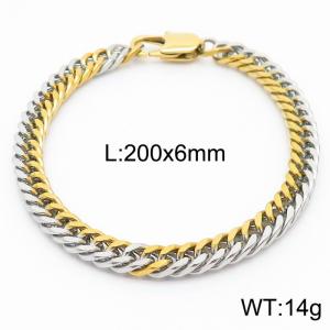 6mm Curb Cuban Link Chain Bracelet Men Stainless Steel 304 Mix Color - KB167720-Z