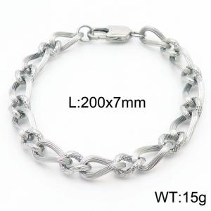 200×7mm Silver Color Stainless Steel Link Chain Charm Bracelets For Women Men - KB167721-Z