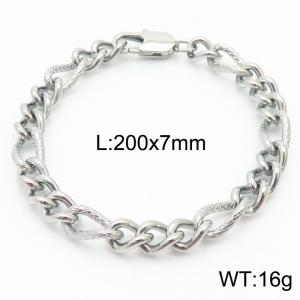 7mm fashionable stainless steel 3:1 patterned side chain bracelet - KB167723-Z