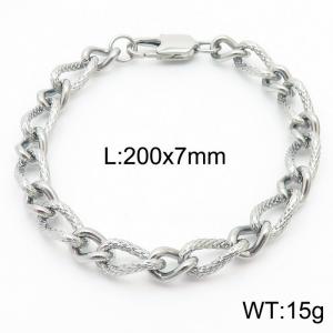 200×7mm Silver Color Stainless Steel Link Chain Charm Bracelets For Women Men - KB167725-Z