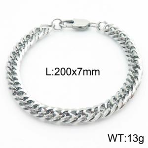 7mm Link Chain Bracelet Men Women Stainless Steel 304 Silver Color - KB167729-Z