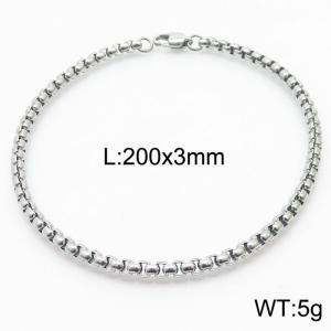 3mm Round Pearl Chain Bracelet Men Women Stainless Steel 304 Silver Color - KB167733-Z
