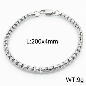 4mm Round Pearl Chain Bracelet Men Women Stainless Steel 304 Silver Color - KB167735-Z