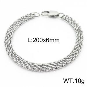 200×6mm Silver Color Stainless Steel Woven Mesh Chain Stylish Bracelets For Women Men - KB167755-Z