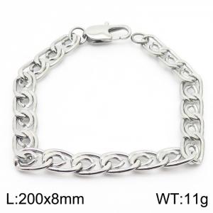8mm Fashion Stainless Steel Paper Clip Chain Steel Color Bracelet - KB167768-Z