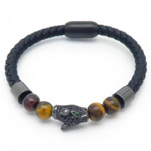 Stainless Steel Leather Bracelet - KB167817-NT