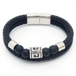 Stainless Steel Leather Bracelet - KB167818-NT