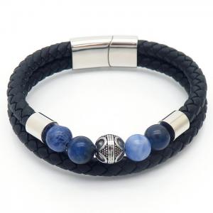 Stainless Steel Leather Bracelet - KB167820-NT