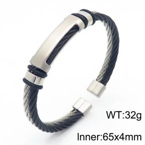Double Layer Stainless Steel Open Bangles For Men Fashion Two-color Jewelry Party Gift - KB167888-KLHQ
