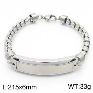 Silver Color Stainless Steel Square Pearl Chain Bracelet For Men Fashion Charm Jewelry - KB167900-KLHQ