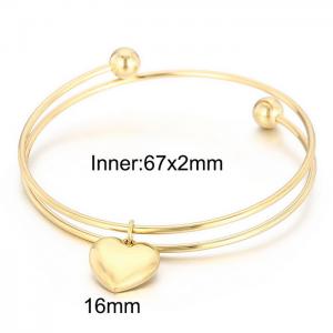Fashion Adjustable Double Circles Bracelet Stainless Steel Heart Bangles 18K Gold Plated - KB168039-Z